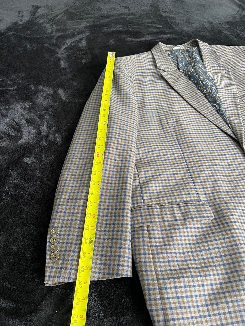 Classic Men's Checked Sport Coat in Blue and Brown - Picture 7 of 10